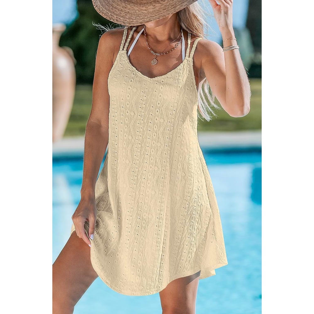 Cupshe Khaki Scoop Neck Sleeveless Mini Cover-Up Dress Large Brown New With Tags